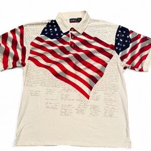 Men’s American Flag Declaration Polo Shirt. Size XL